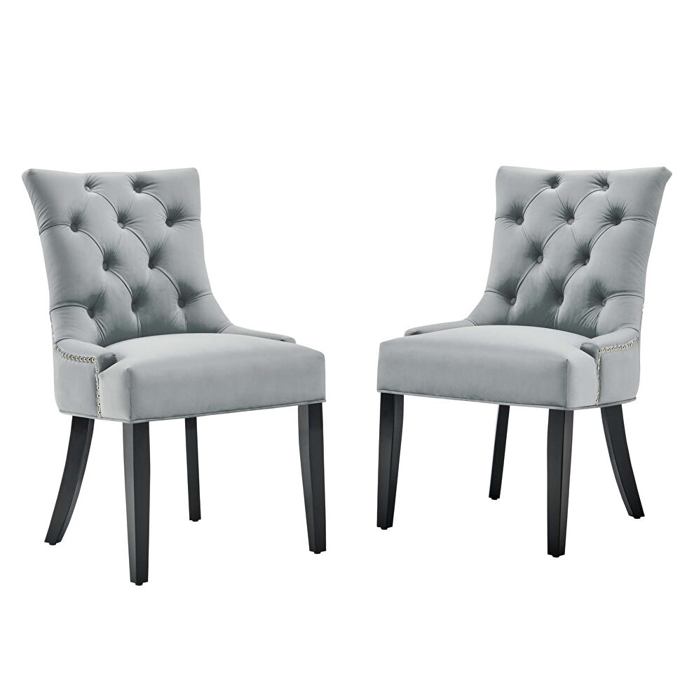 Tufted performance velvet dining side chairs - set of 2 in light gray by Modway additional picture 7