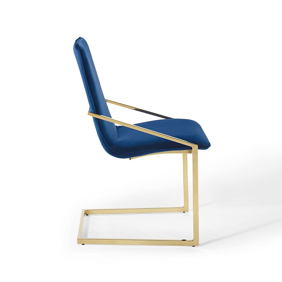 Performance velvet dining armchair in gold navy by Modway additional picture 6