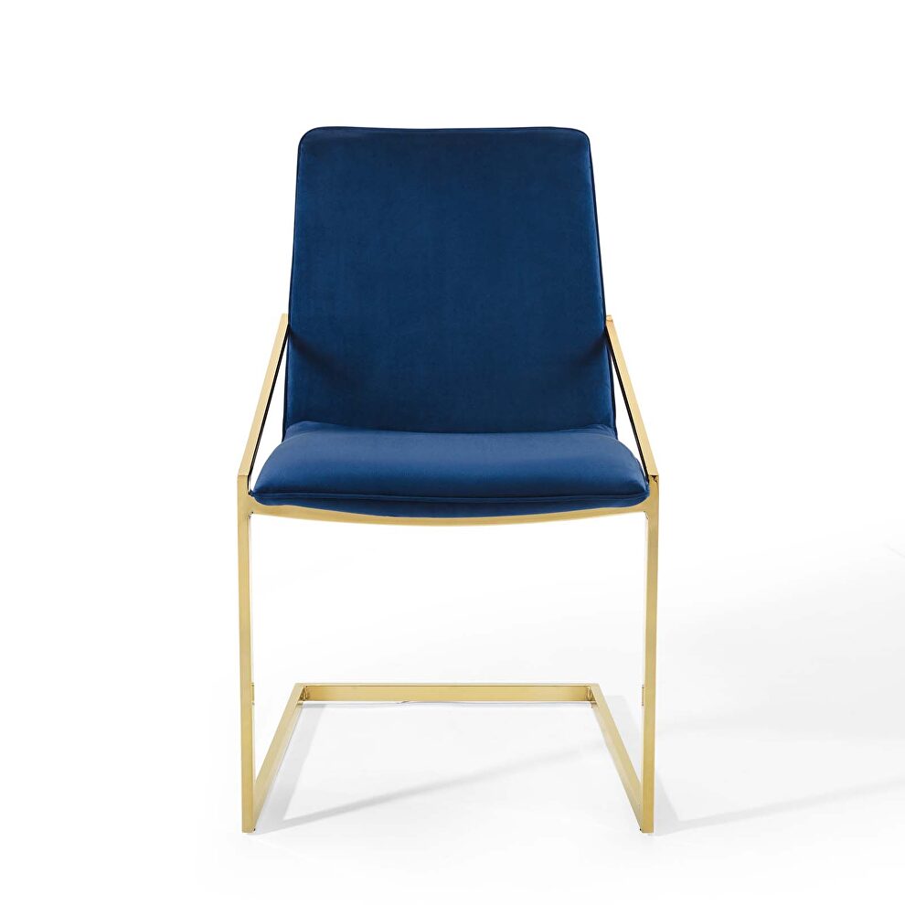 Performance velvet dining armchair in gold navy by Modway additional picture 7