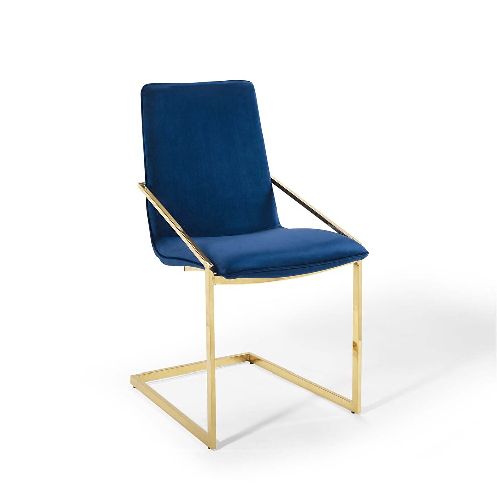 Performance velvet dining armchair in gold navy by Modway additional picture 8