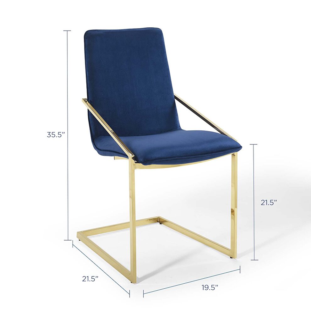 Performance velvet dining armchair in gold navy by Modway additional picture 9