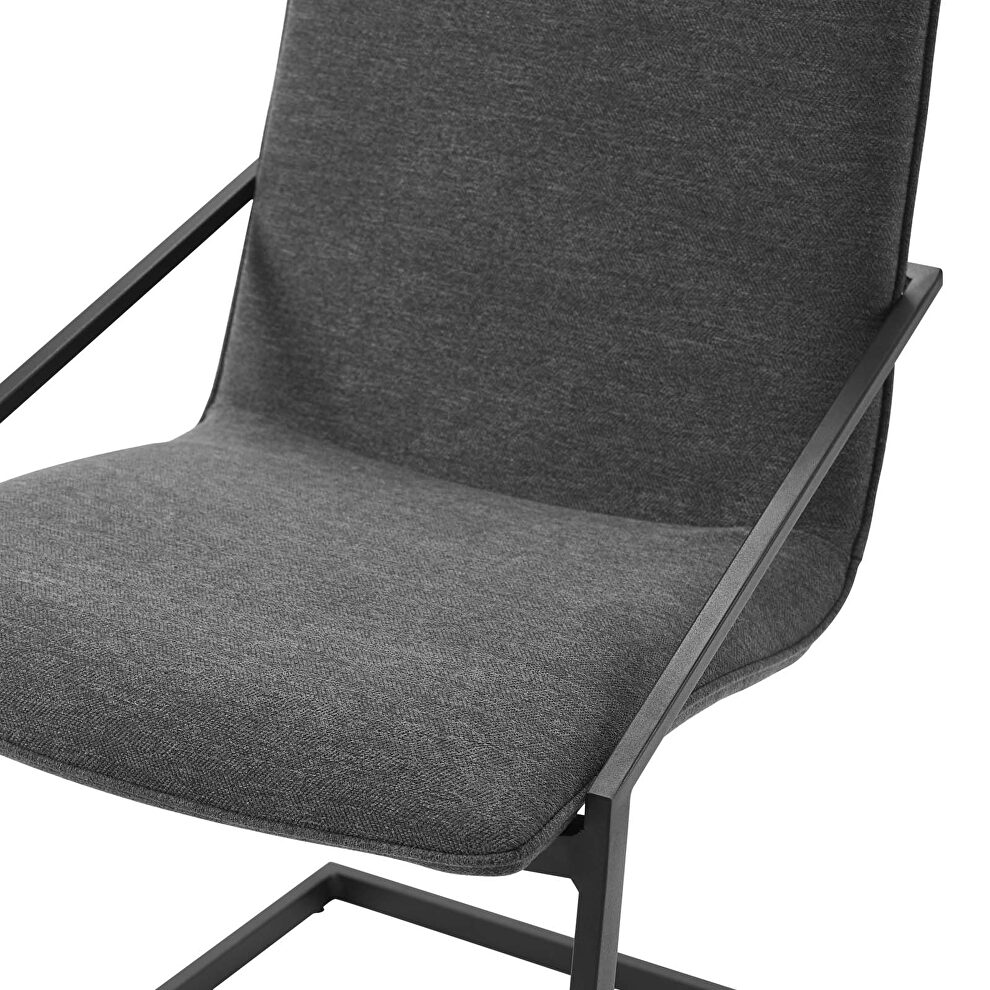 Upholstered fabric dining armchair in black charcoal by Modway additional picture 2