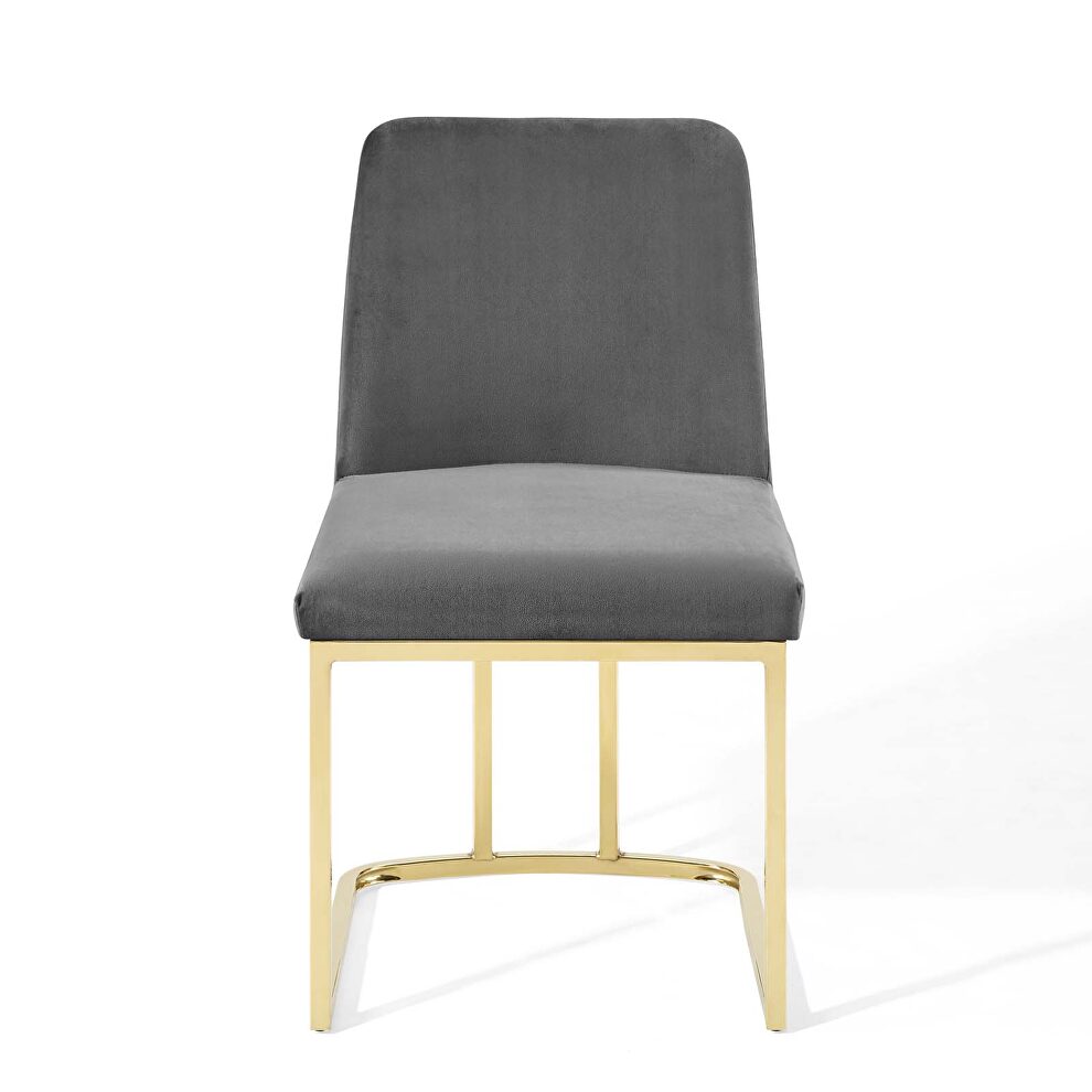 Sled base performance velvet dining side chair in gold gray by Modway additional picture 4