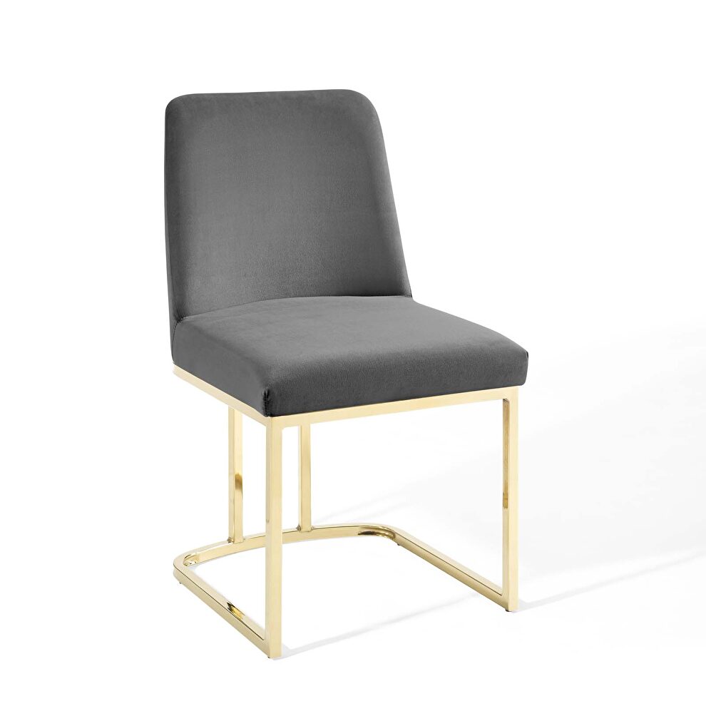 Sled base performance velvet dining side chair in gold gray by Modway additional picture 6