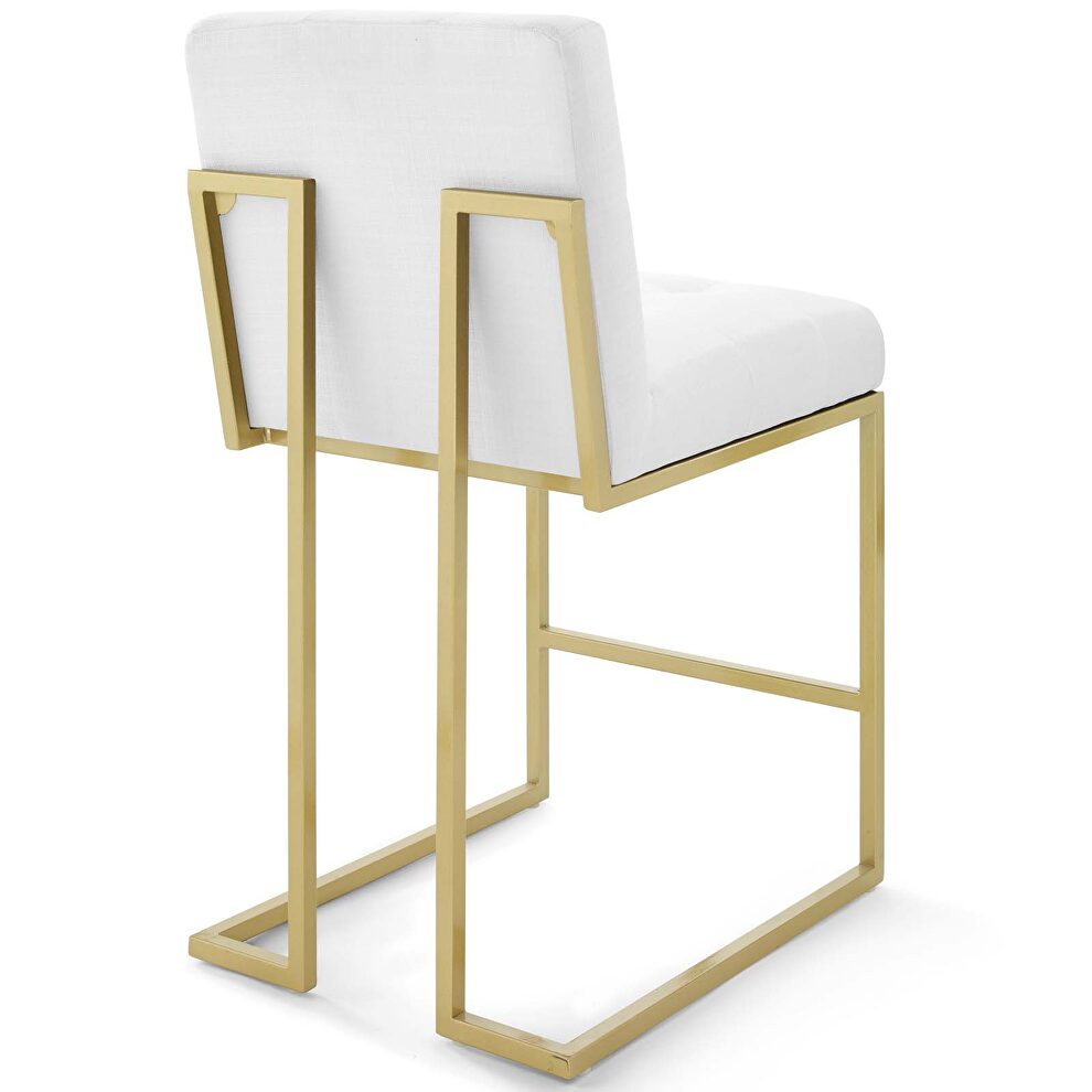 Gold stainless steel upholstered fabric counter stool in gold white by Modway additional picture 2