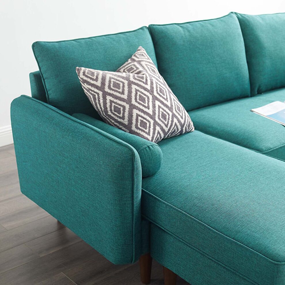 Right or left sectional sofa in teal by Modway additional picture 11