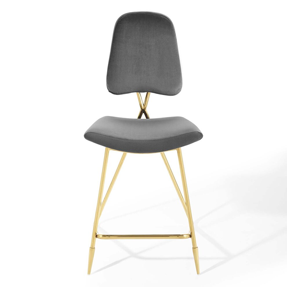 Performance velvet counter stool in gray by Modway additional picture 6