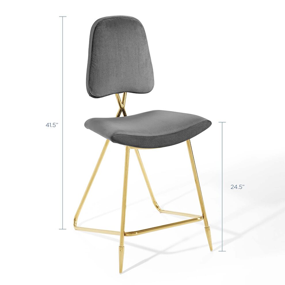 Performance velvet counter stool in gray by Modway additional picture 9