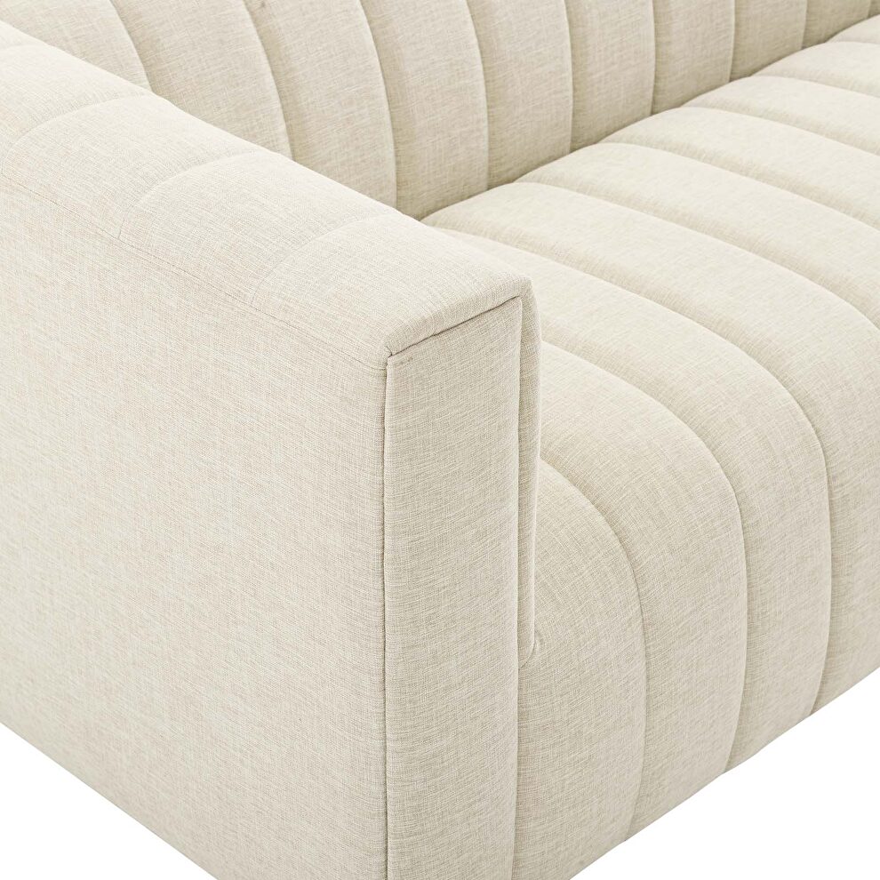 Channel tufted upholstered fabric sofa in beige by Modway additional picture 3