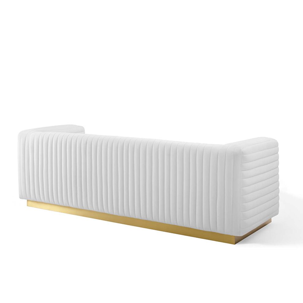 Channel tufted performance velvet living room sofa in white by Modway additional picture 5