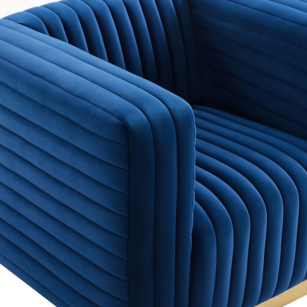 Channel tufted performance velvet accent armchair in navy by Modway additional picture 9