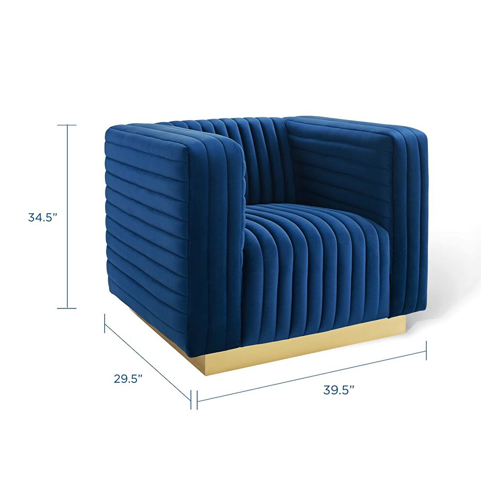 Channel tufted performance velvet accent armchair in navy by Modway additional picture 10