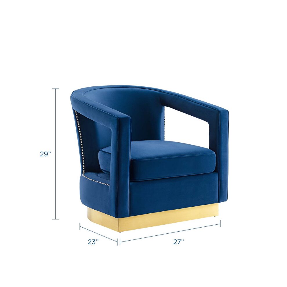 Performance velvet armchair in navy by Modway additional picture 11