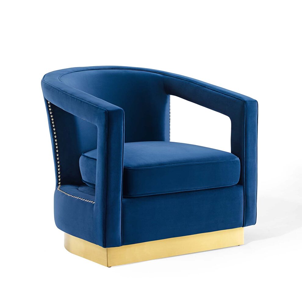 Performance velvet armchair in navy by Modway additional picture 10