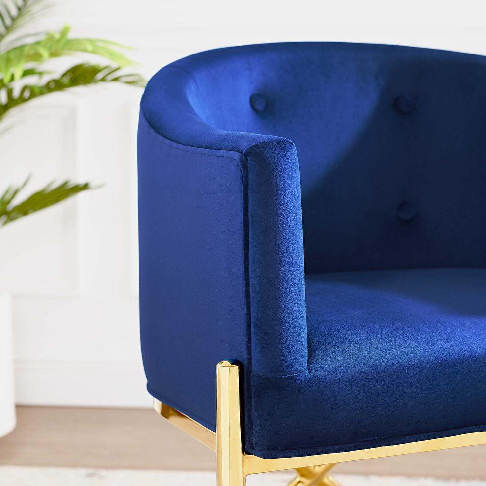 Tufted performance velvet accent dining armchair in navy by Modway additional picture 3