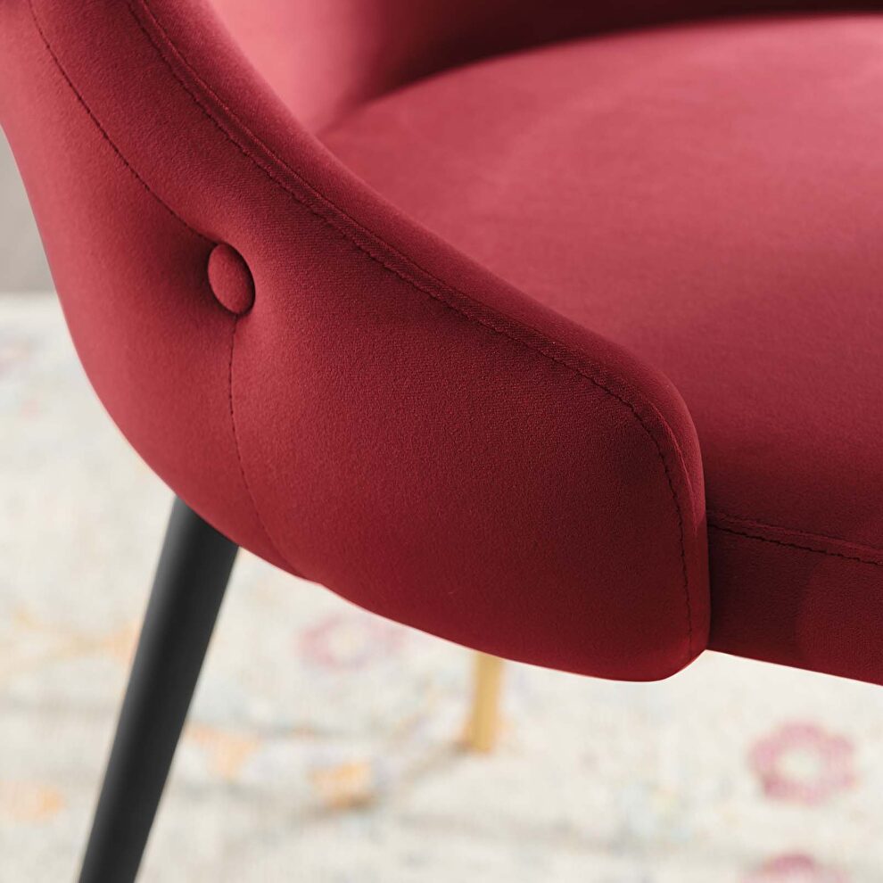 Tufted performance velvet dining side chair in maroon by Modway additional picture 2