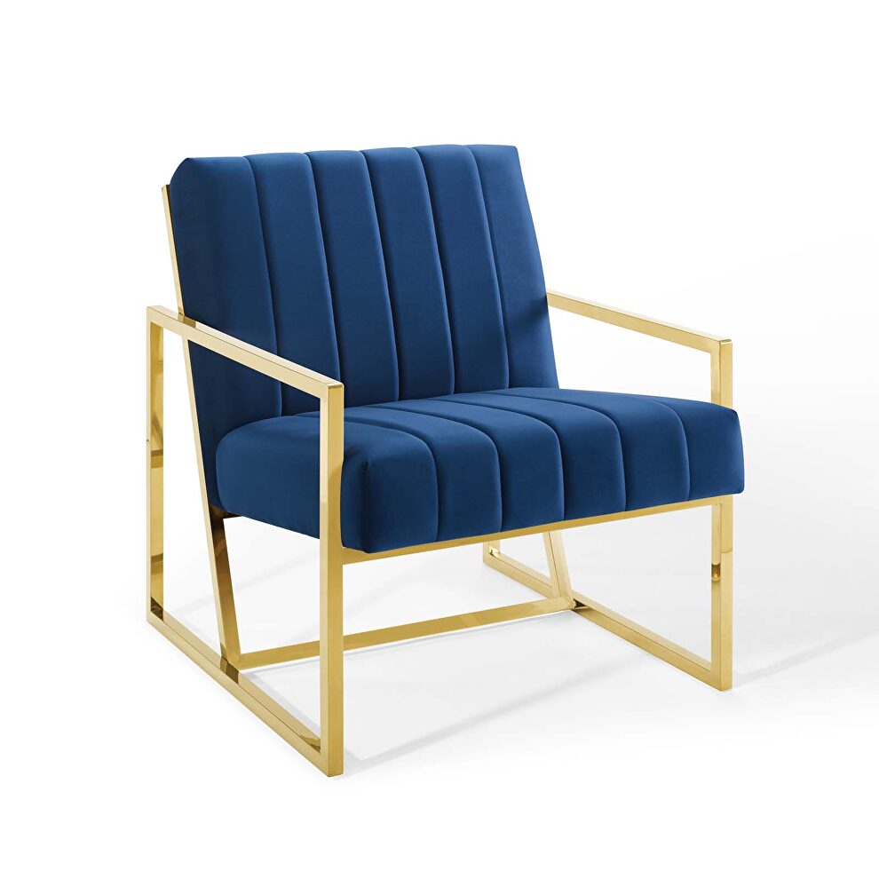 Channel tufted performance velvet armchair in navy by Modway additional picture 7