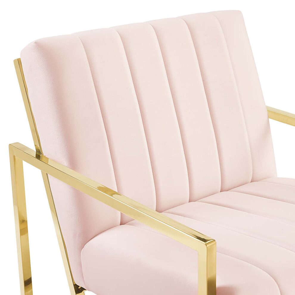 Channel tufted performance velvet armchair in pink by Modway additional picture 9