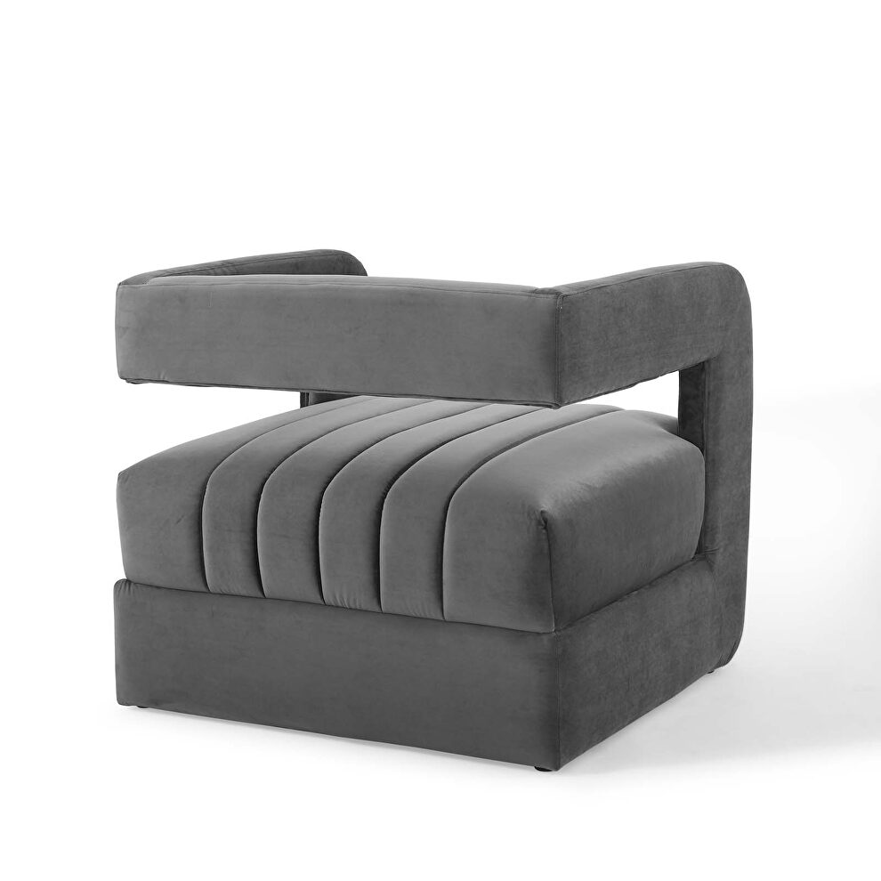 Tufted performance velvet accent armchair in charcoal by Modway additional picture 5