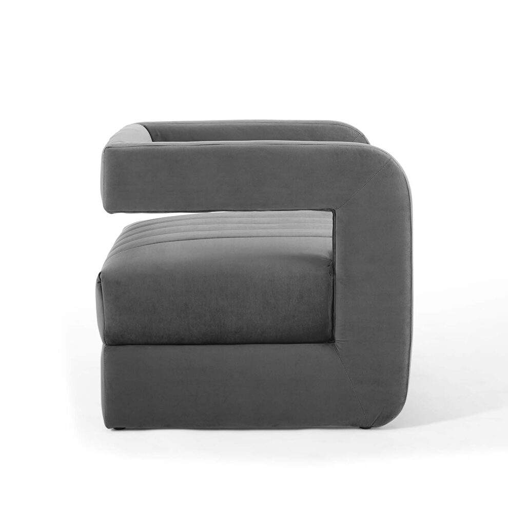 Tufted performance velvet accent armchair in charcoal by Modway additional picture 6