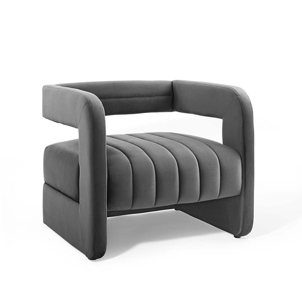 Tufted performance velvet accent armchair in charcoal by Modway additional picture 8