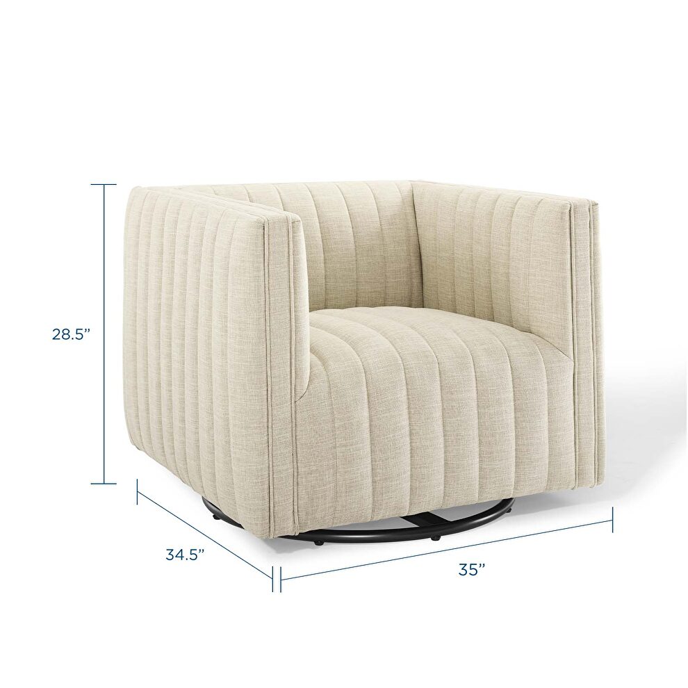 Tufted swivel upholstered armchair in beige by Modway additional picture 11