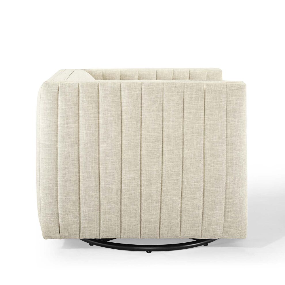 Tufted swivel upholstered armchair in beige by Modway additional picture 7