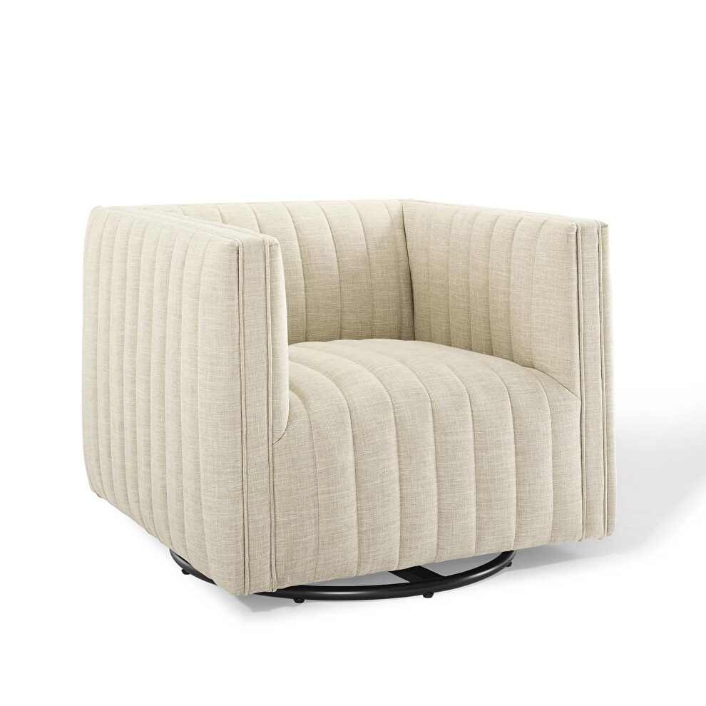 Tufted swivel upholstered armchair in beige by Modway additional picture 9