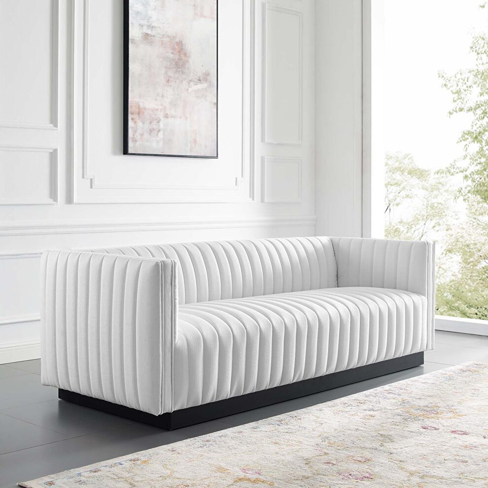 Tufted upholstered fabric sofa in white by Modway additional picture 11