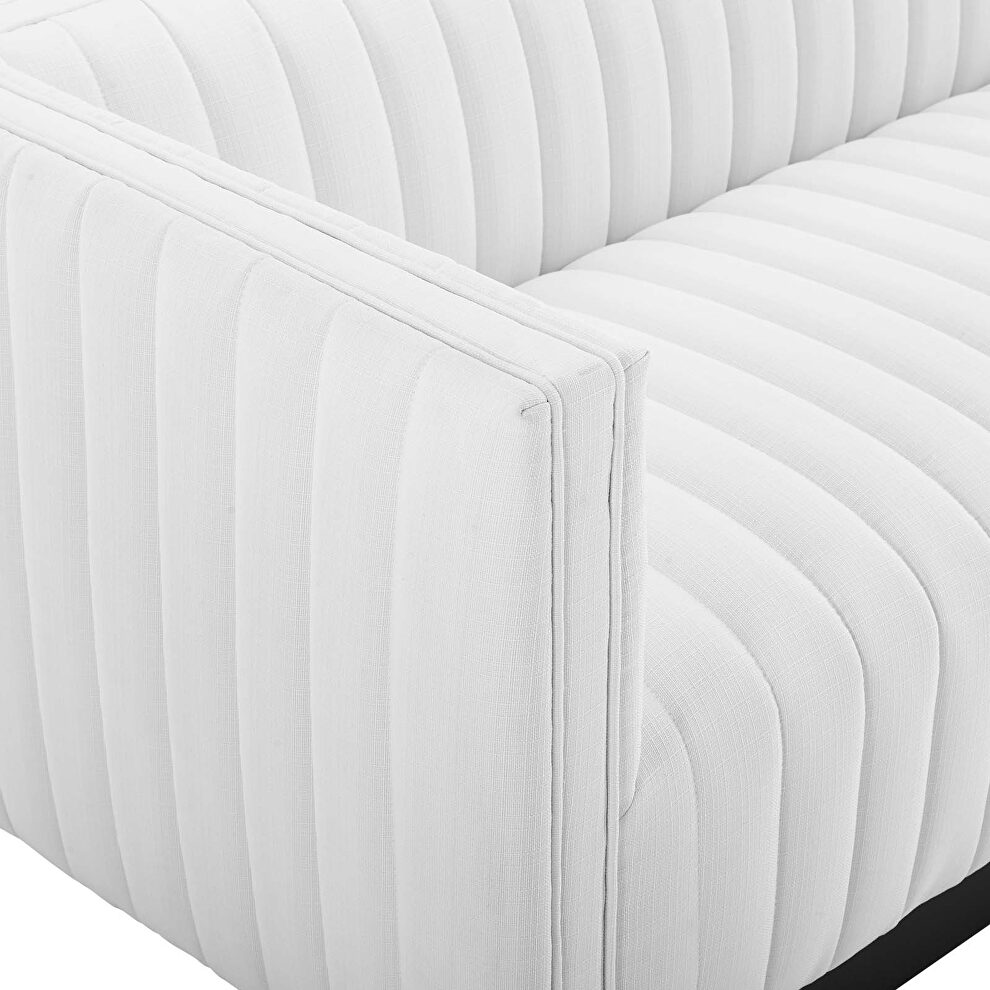 Tufted upholstered fabric sofa in white by Modway additional picture 3