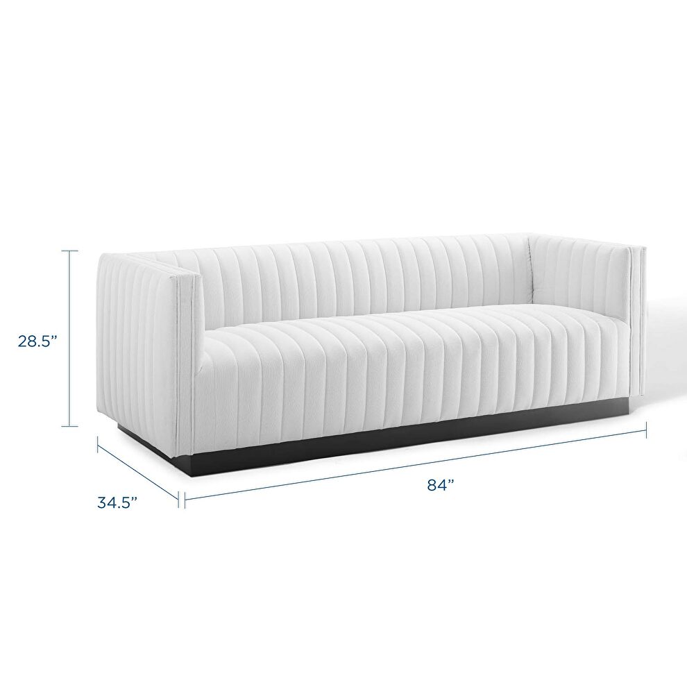 Tufted upholstered fabric sofa in white by Modway additional picture 9