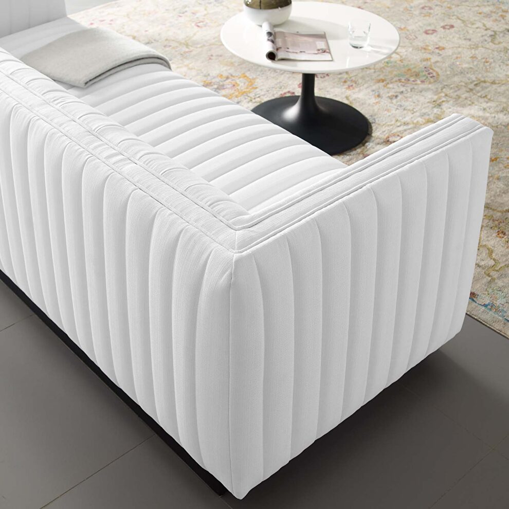 Tufted upholstered fabric sofa in white by Modway additional picture 10