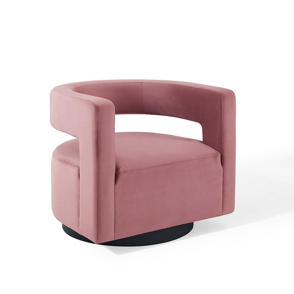 Cutaway performance velvet swivel armchair in dusty rose by Modway additional picture 5