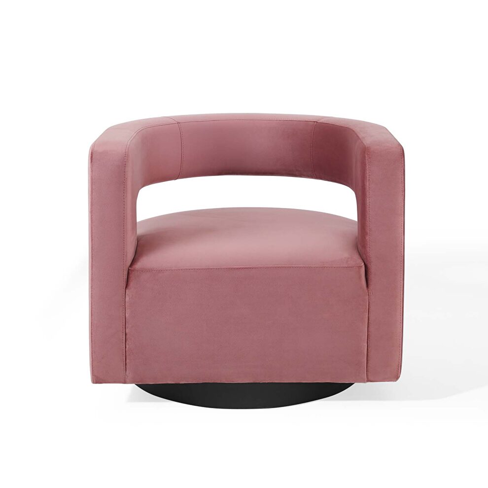Cutaway performance velvet swivel armchair in dusty rose by Modway additional picture 6