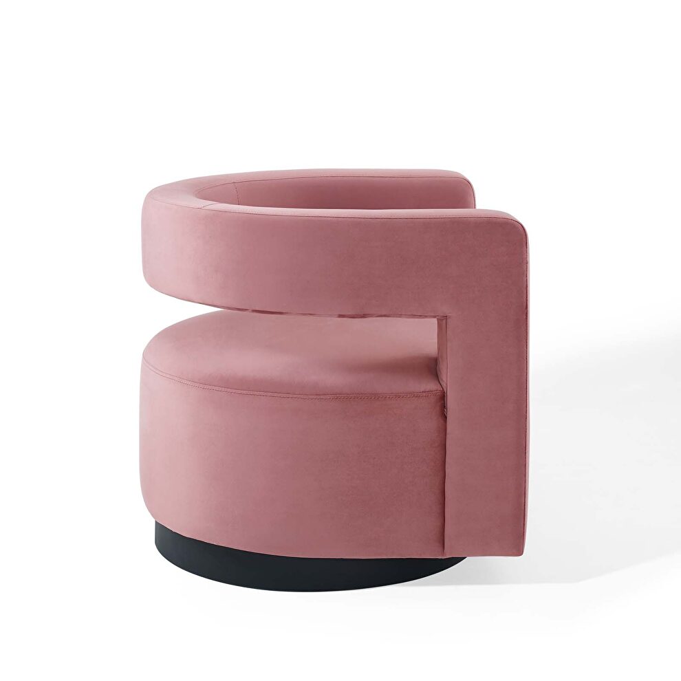 Cutaway performance velvet swivel armchair in dusty rose by Modway additional picture 7