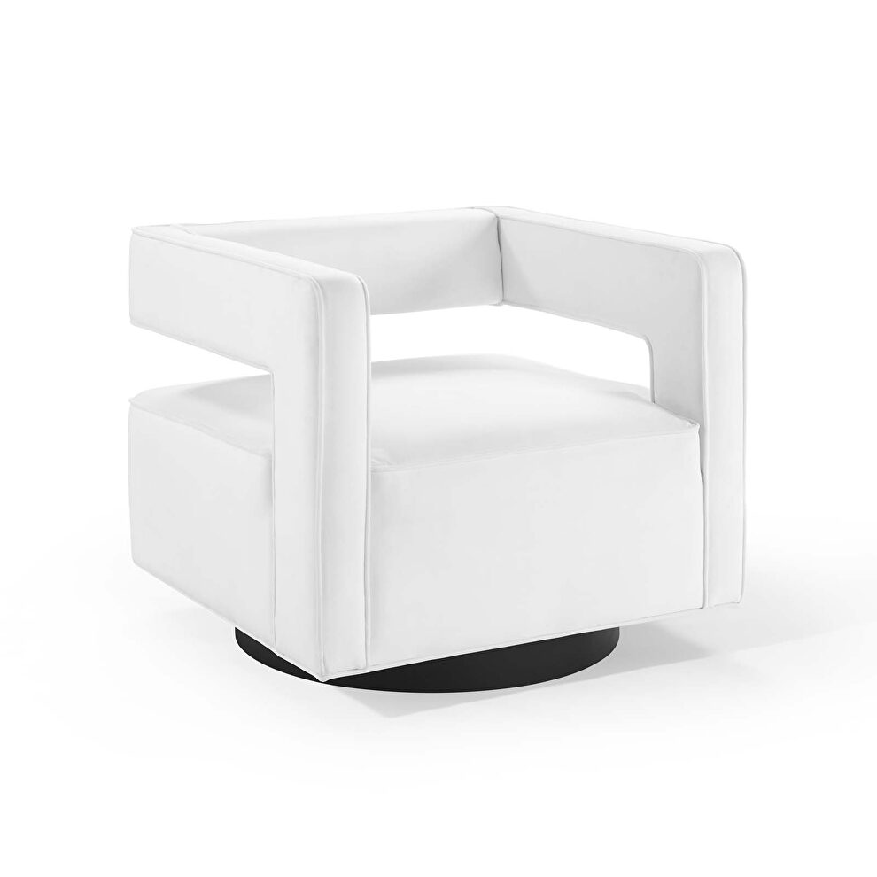 Performance velvet swivel armchair in white by Modway additional picture 7