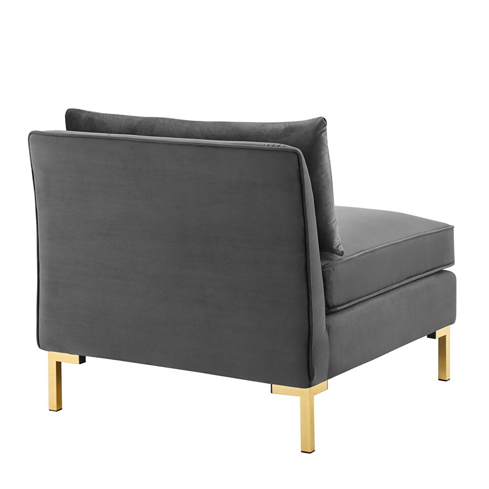 Performance velvet armless chair in gray by Modway additional picture 4