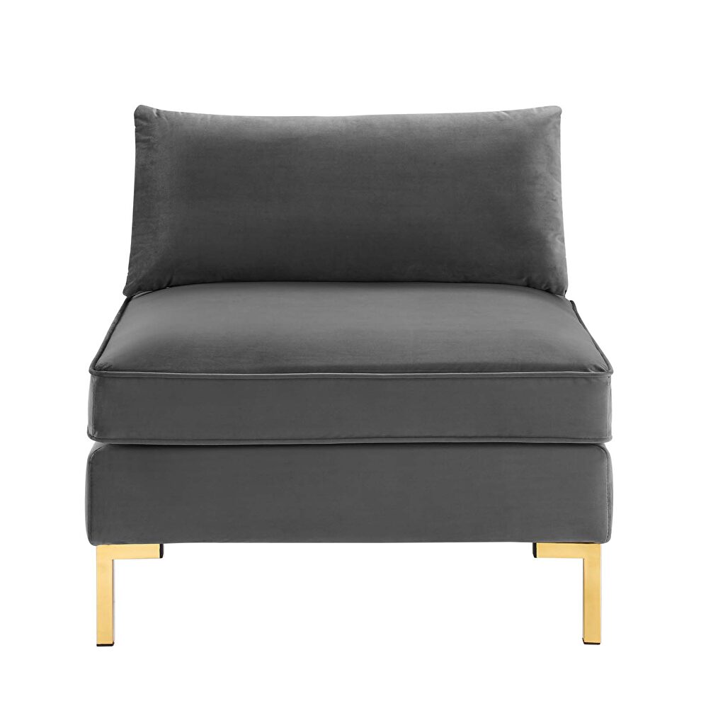 Performance velvet armless chair in gray by Modway additional picture 6