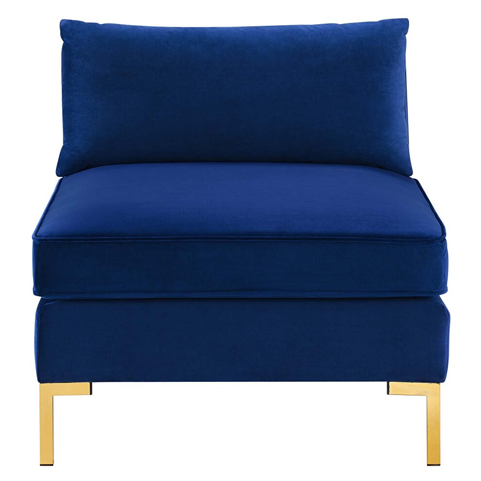 Performance velvet armless chair in navy by Modway additional picture 4