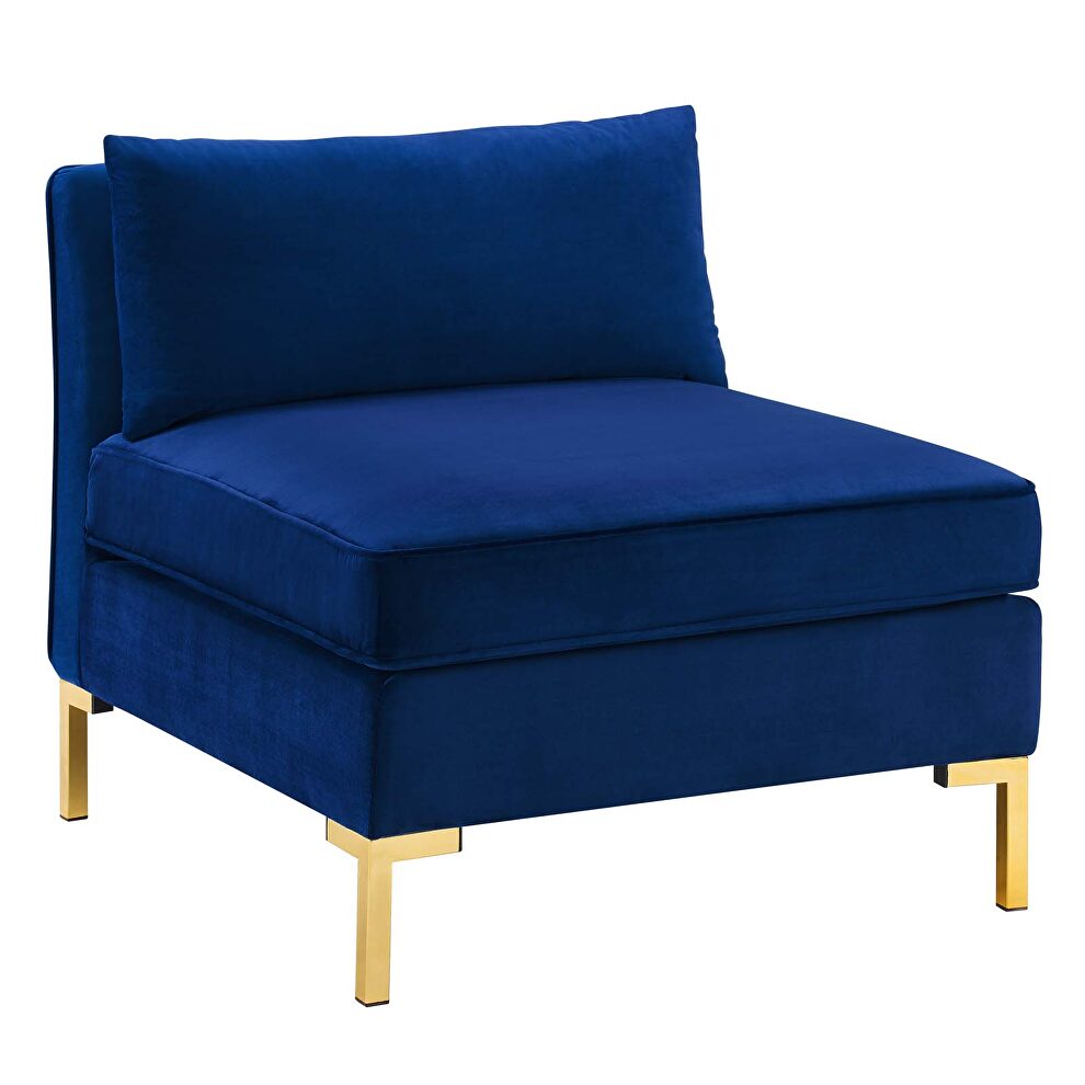 Performance velvet armless chair in navy by Modway additional picture 5