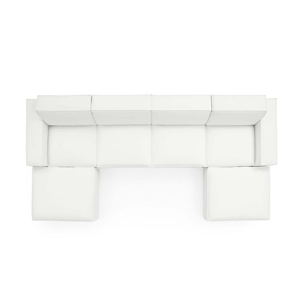 Modular low-profile white fabric 6pcs sectional sofa by Modway additional picture 9
