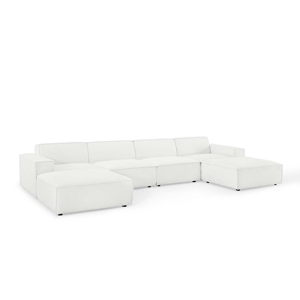 Modular low-profile white fabric 6pcs sectional sofa by Modway additional picture 10