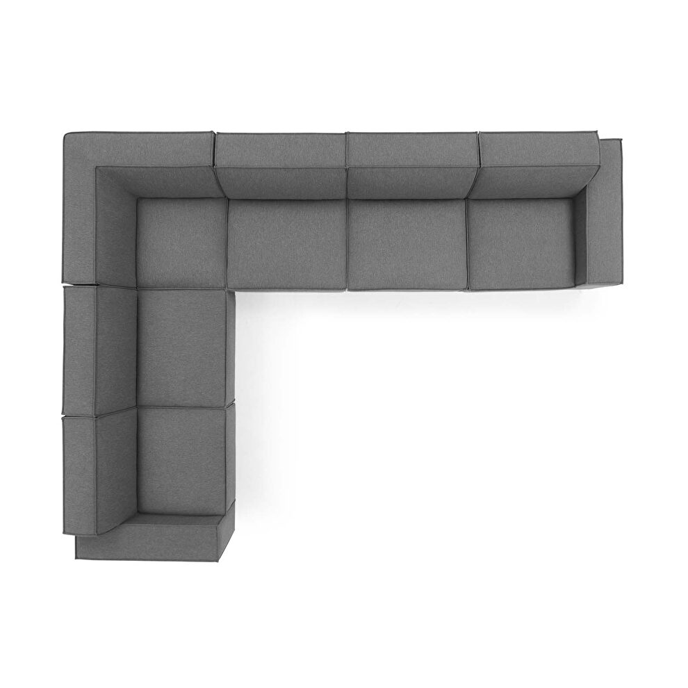 Modular low-profile charcoal fabric 6pcs sectional sofa by Modway additional picture 9