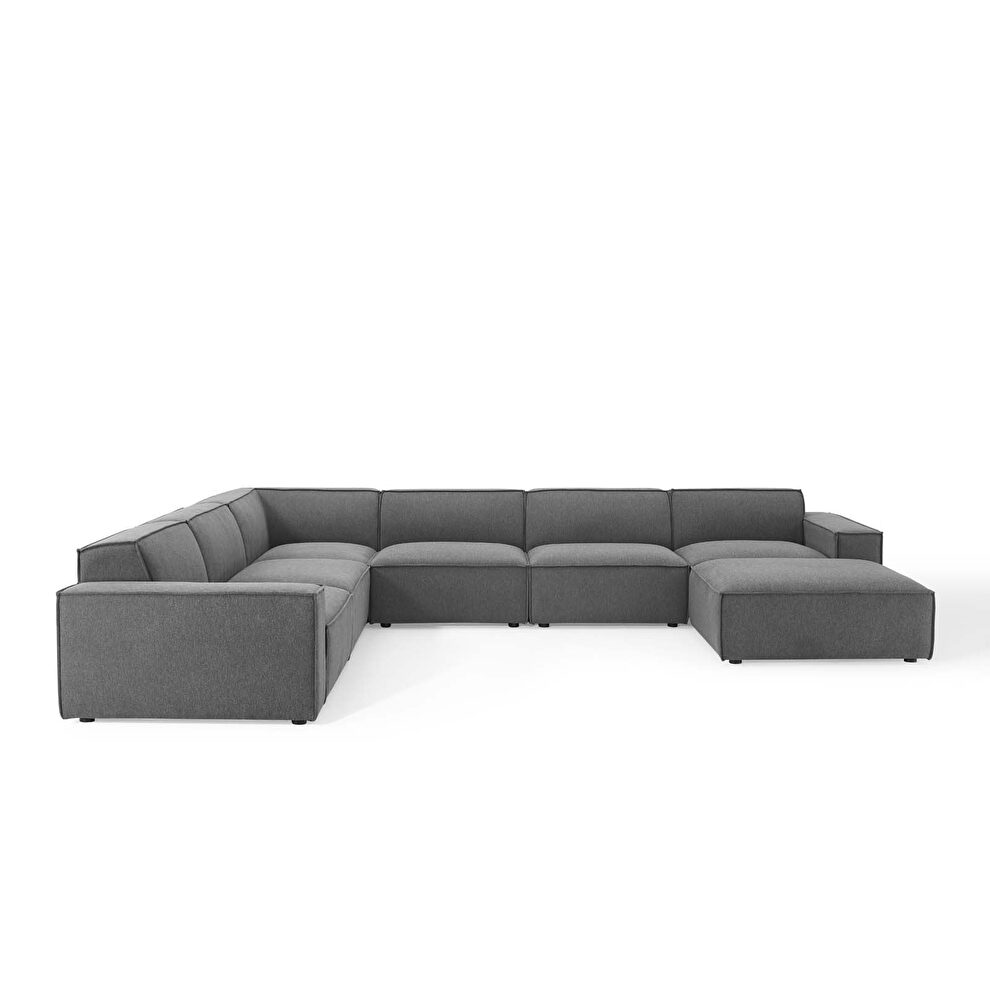 Modular low-profile charcoal fabric 7pcs sectional sofa by Modway additional picture 10