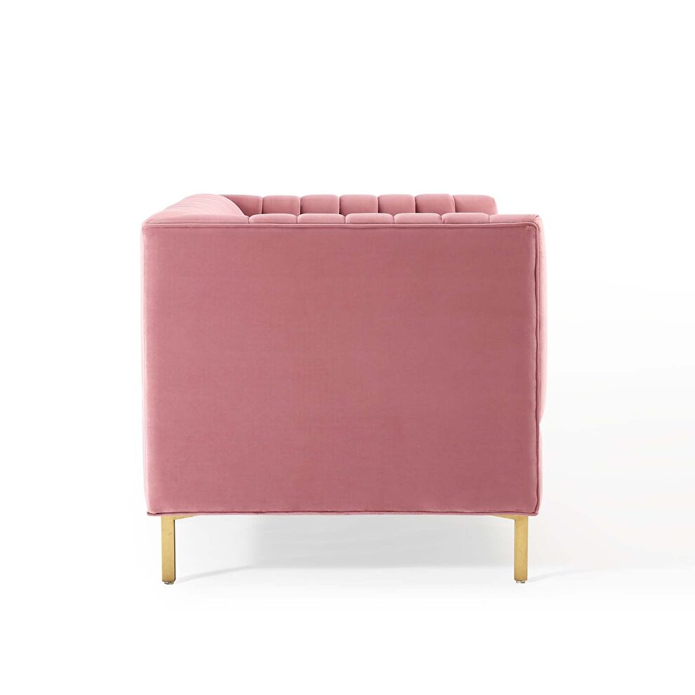 Channel tufted performance velvet loveseat in dusty rose by Modway additional picture 7