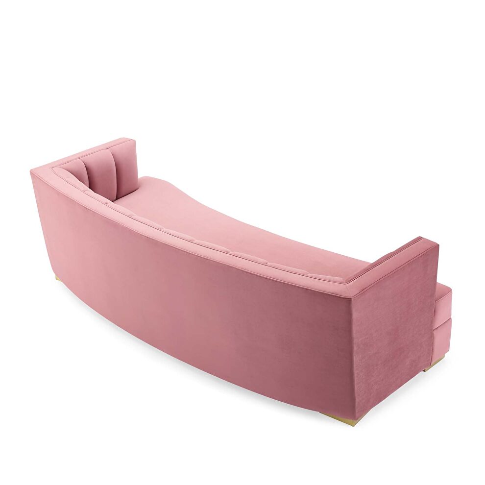 Channel tufted performance velvet curved sofa in dusty rose by Modway additional picture 3