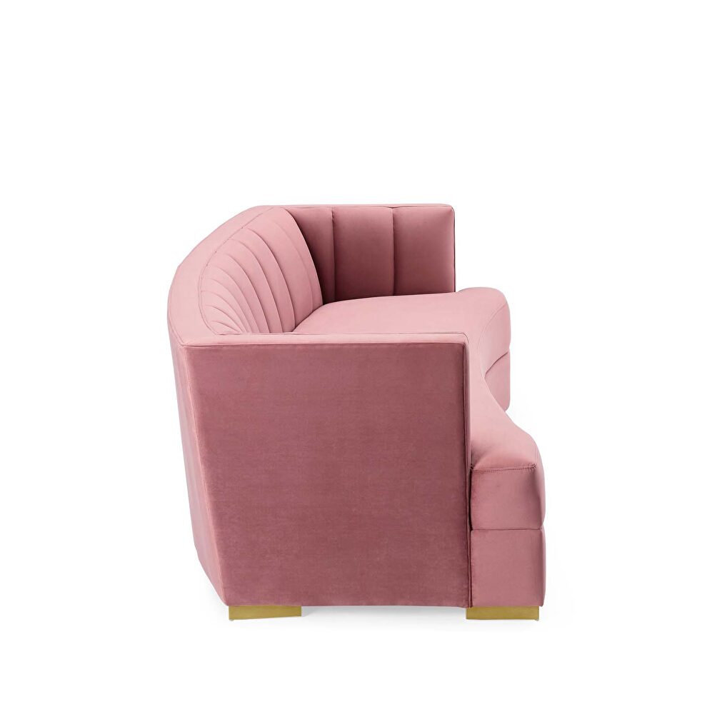 Channel tufted performance velvet curved sofa in dusty rose by Modway additional picture 4