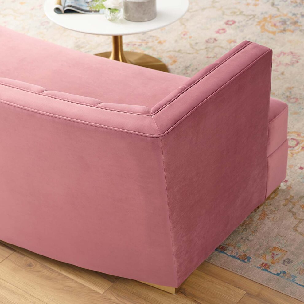Channel tufted performance velvet curved sofa in dusty rose by Modway additional picture 7