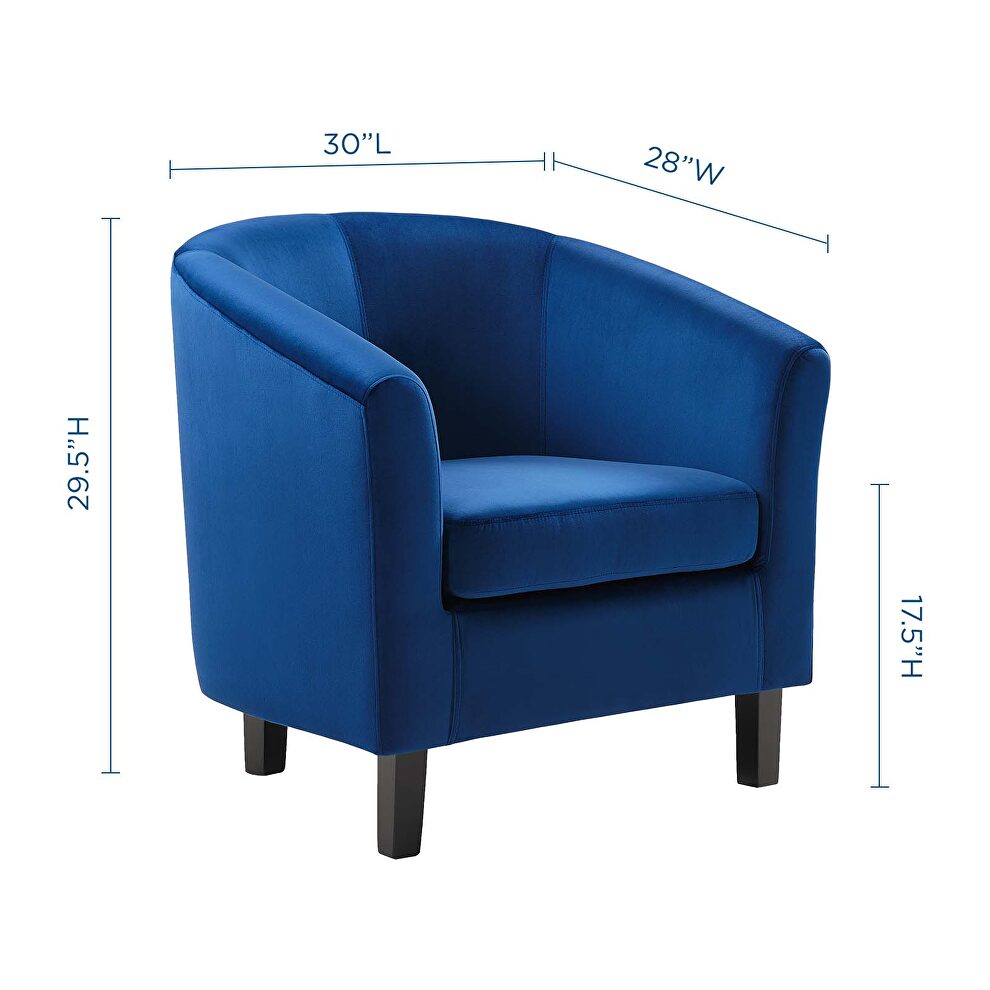 Performance velvet armchair in navy by Modway additional picture 9