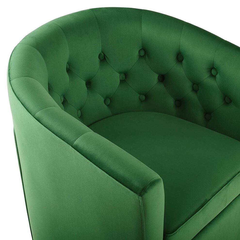 Tufted performance velvet swivel armchair in emerald by Modway additional picture 4